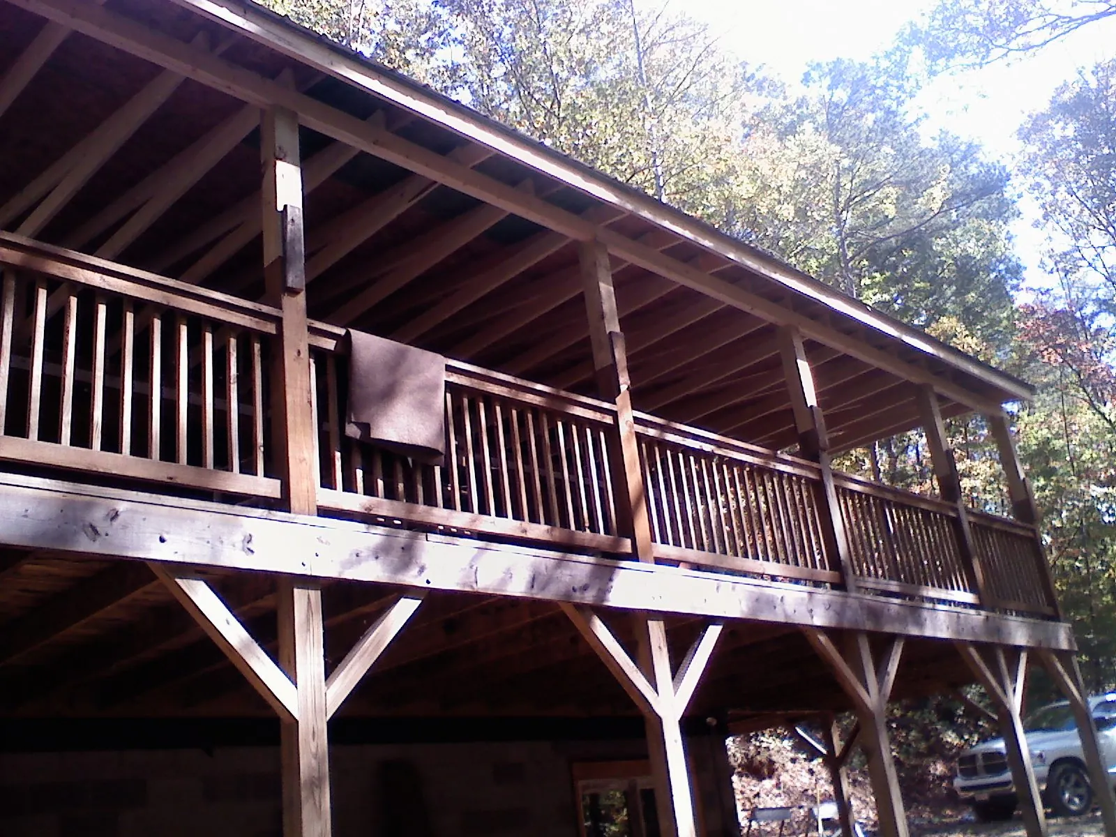 Timber framing under a new elevated porch and deck — Roof Leak Repair in Rawlings by Roofing Brothers